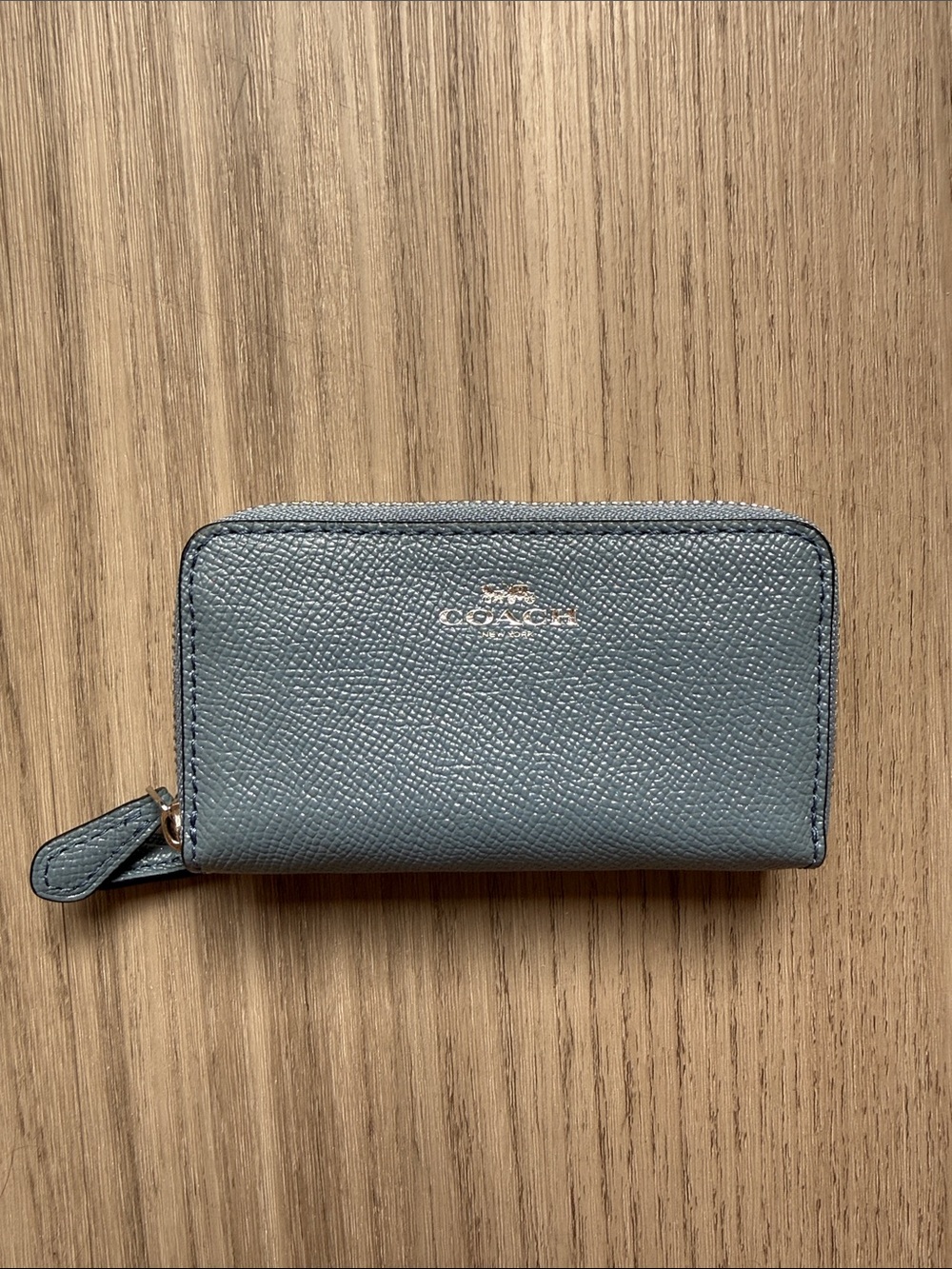 Coach Zip Card Case in Slate Blue